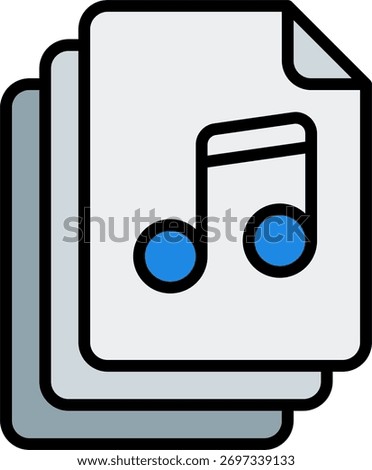 Audio file vector design in modern style, sound storage and podcast data concept, digital content illustration. Filled Line Icon