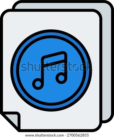 Audio file vector design in modern style, podcast recording and sound wave concept, multimedia content illustration. Filled LIne Icon