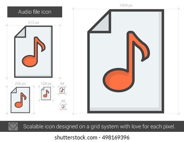 Audio file vector line icon isolated on white background. Audio file line icon for infographic, website or app. Scalable icon designed on a grid system.