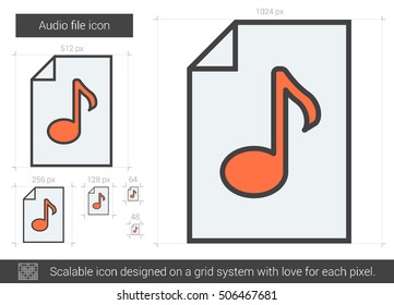 Audio file vector line icon isolated on white background. Audio file line icon for infographic, website or app. Scalable icon designed on a grid system.