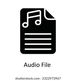 Audio File Vector   solid Icon Design illustration. Multimedia Symbol on White background EPS 10 File