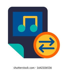 Audio files, music exchange glyph vector icon. Media sending multicolor pictogram isolated on white