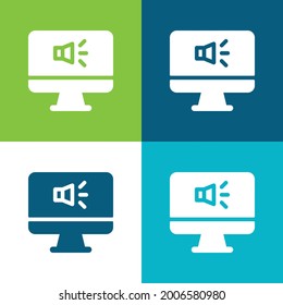 Audio Flat four color minimal icon set