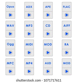 Audio format icon. Set of icons. flat style