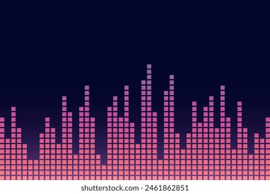 Audio frequency equalizer background. Sound wave bars. Retro vector illustration.