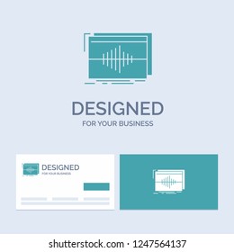 Audio, frequency, hertz, sequence, wave Business Logo Glyph Icon Symbol for your business. Turquoise Business Cards with Brand logo template.