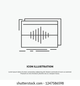 Audio, frequency, hertz, sequence, wave Icon. Line vector gray symbol for UI and UX, website or mobile application