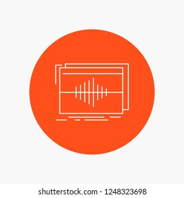 Audio, frequency, hertz, sequence, wave White Line Icon in Circle background. vector icon illustration