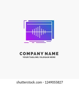 Audio, frequency, hertz, sequence, wave Purple Business Logo Template. Place for Tagline.