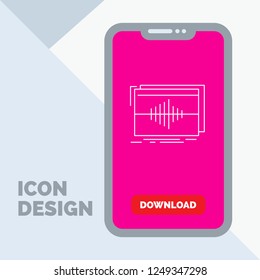 Audio, frequency, hertz, sequence, wave Line Icon in Mobile for Download Page