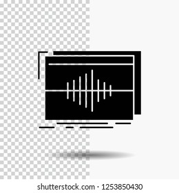Audio, frequency, hertz, sequence, wave Glyph Icon on Transparent Background. Black Icon