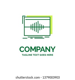 Audio, frequency, hertz, sequence, wave Flat Business Logo template. Creative Green Brand Name Design.
