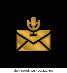 Audio gold plated metalic icon or logo vector