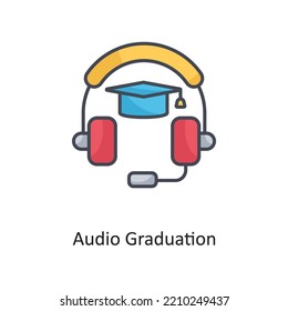 Audio Graduation Filled Outline Vector Icon Design illustration on White background. EPS 10 File