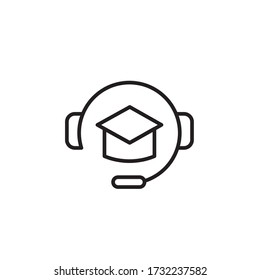 audio graduation icon outline design vector illustration. isolated on white background