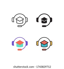audio graduation icon vector with different style designs. Isolated on white background.