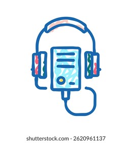 audio guid player doodle icon sketch vector. audio guid player sign. isolated symbol illustration