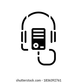 audio guid player glyph icon vector. audio guid player sign. isolated contour symbol black illustration