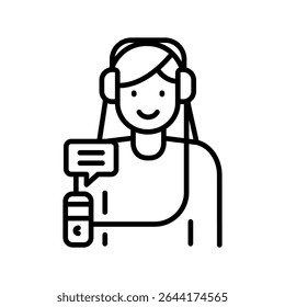 Audio Guide black line icon. Vector isolated element. Editable stroke.