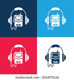 Audio Guide blue and red four color minimal icon set