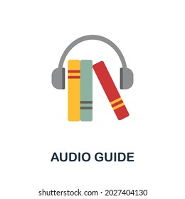 Audio Guide flat icon. Colored sign from excursions collection. Creative Audio Guide icon illustration for web design, infographics and more