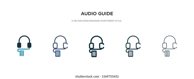 audio guide icon in different style vector illustration. two colored and black audio guide vector icons designed in filled, outline, line and stroke style can be used for web, mobile, ui