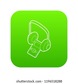Audio guide icon green vector isolated on white background