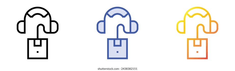 audio guide icon. Linear, Blue Fill and Gradient Style Design Isolated On White Background