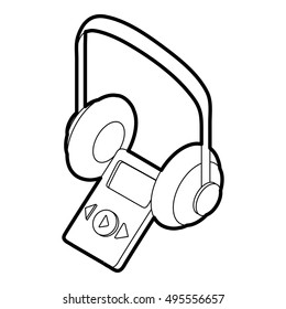 Audio guide icon in outline style on a white background vector illustration