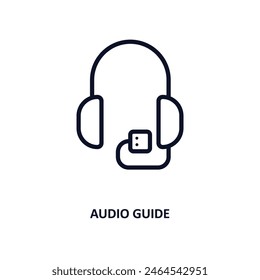 audio guide icon. Thin line audio guide icon from museum and exhibition collection. Outline vector isolated on white background. Editable audio guide symbol can be used web and mobile