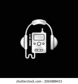 Icono metálico plateado de la guía de audio