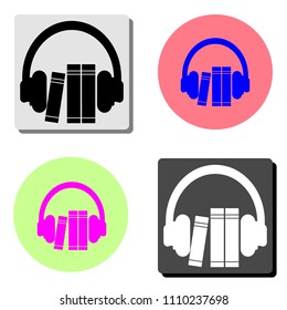 Audio guide. simple flat vector icon illustration on four different color backgrounds