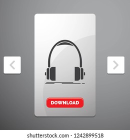 Audio, headphone, headphones, monitor, studio Glyph Icon in Carousal Pagination Slider Design and Red Download Button