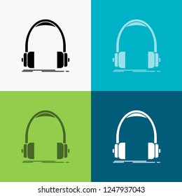 Audio, headphone, headphones, monitor, studio Icon Over Various Background. glyph style design, designed for web and app. Eps 10 vector illustration