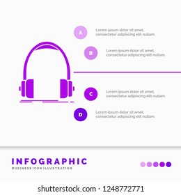 Audio, headphone, headphones, monitor, studio Infographics Template for Website and Presentation. GLyph Purple icon infographic style vector illustration.