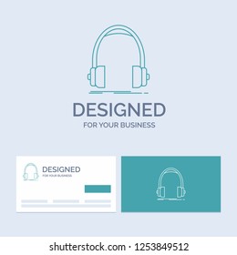 Audio, headphone, headphones, monitor, studio Business Logo Line Icon Symbol for your business. Turquoise Business Cards with Brand logo template