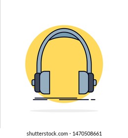 Audio, headphone, headphones, monitor, studio Flat Color Icon Vector. Vector Icon Template background