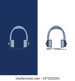 Audio, headphone, headphones, monitor, studio Flat Color Icon Vector. Vector Icon Template background