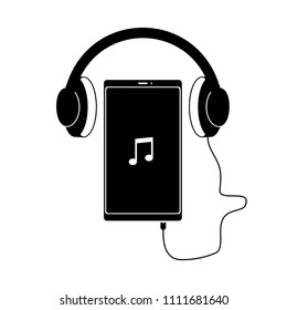 Audio headphone and mobile icon. Sound icon on bezel free smartphone. Vector illustration