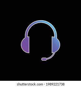 Audio Headset Of Auriculars With Microphone Included blue gradient vector icon