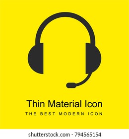 Audio headset of auriculars with microphone included bright yellow material minimal icon or logo design