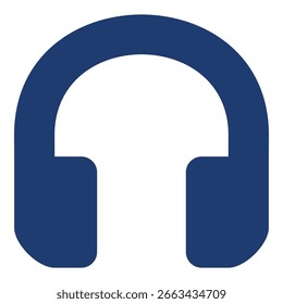 Audio Headset In Blue Monochrome Flat Design, Vector Illustration