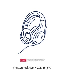 Audio Headset Doodle Line Icon