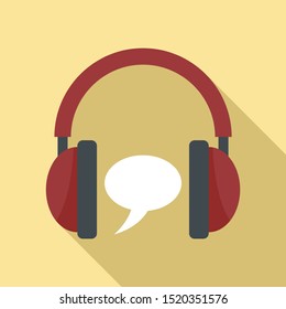 Audio headset education icon. Flat illustration of audio headset education vector icon for web design