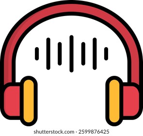 Audio Headset Icon Lineal Color Vector Illustration