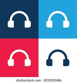 Audio Headset Tool azul y rojo cuatro colores mínimo conjunto de iconos