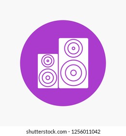 Audio, hifi, monitor, speaker, studio White Glyph Icon in Circle. Vector Button illustration