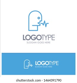 Audio, Human, Person, Speech, Talk Blue outLine Logo with place for tagline. Vector Icon Template background
