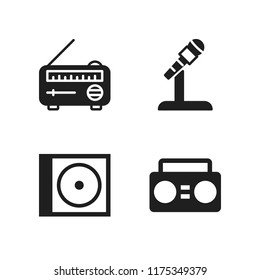 audio icon. 4 audio vector icons set. radio, boombox and compact disc icons for web and design about audio theme