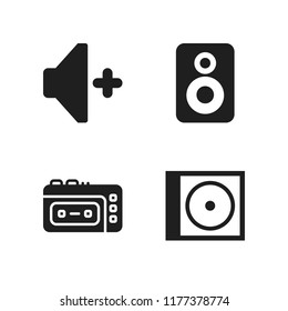 audio icon. 4 audio vector icons set. recorder, volume up and compact disc icons for web and design about audio theme